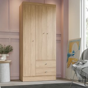 Guarda Roupa Solteiro 3 Portas 2 Gavetas Venti - Freijó