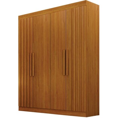 Guarda Roupa Canadá Ripado Cinamomo 4 Portas 2 Gavetas Leifer Móveis