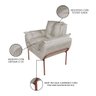 Kit Poltrona Recepção Suede Bege Base Cobre - Vallisa Decor - 6