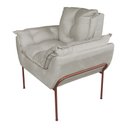 Ver imagem 2 de Kit Poltrona Recepção Suede Bege Base Cobre - Vallisa Decor
