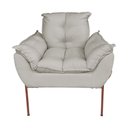 Ver imagem 3 de Kit Poltrona Recepção Suede Bege Base Cobre - Vallisa Decor