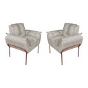 Ver imagem 1 de Kit Poltrona Recepção Suede Bege Base Cobre - Vallisa Decor