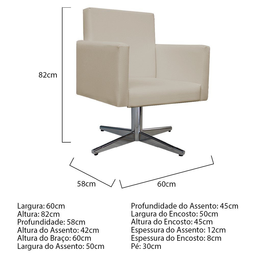 Kit Namoradeira e 02 Poltronas Arenzza Base Giratória de Metal Corano Bege - FLORENZZE MÓVEIS - 4
