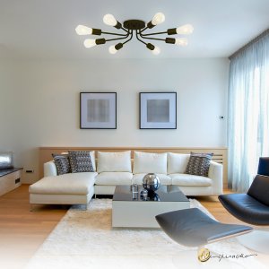 Lustre Luminária de Teto Plafon Aster Sputnik Aranha 8 Braços E27 Preto Quarto Sala Cozinha