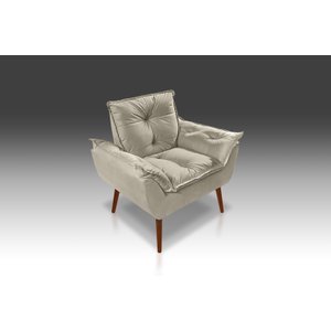 Poltrona Decorativa Opala Suede Bege - Pandora Decor