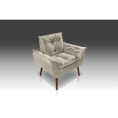 Poltrona Decorativa Opala Suede Bege - Pandora Decor