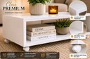 Ver mais imagens de Mesa de Centro Baixa Decorativa Branco com Rodizios