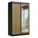 Ver imagem 2 de Guarda-Roupa Solteiro Madesa Tokio 2 Portas de Correr com Espelho 2 Gavetas Preto/Rustic Cor:Preto/R