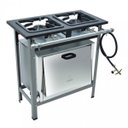 Ver imagem 1 de Fogão Industrial 2 Bocas Alta Pressão com Forno 30cmx30cm a Gás Metalmaq