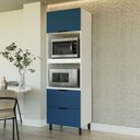 Ver imagem 1 de Armário Torre Quente Meena 70x224,5cm com 2 Portas e Gaveta Branco/Azul 250017