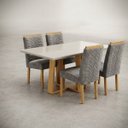Ver imagem 3 de Jogo de Mesa de Jantar 1,20m Pedro Art com 4 Cadeiras - Cinza Aveludado