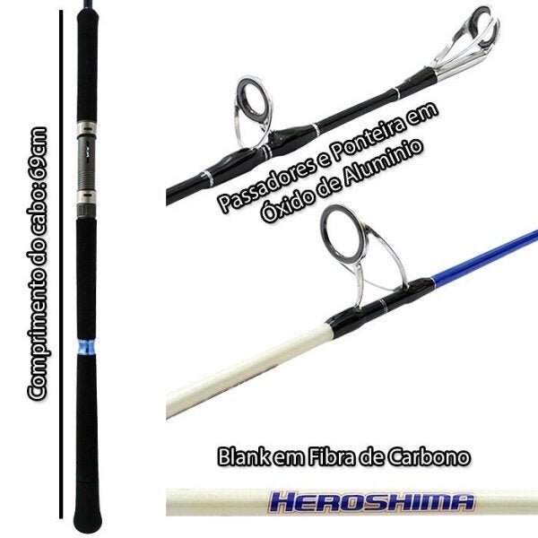 Vara Pesca 1,65m PE 3-6 Isca 150-250g Heroshima HSS-5536 Vertical Jig Molinete - 5