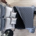 Ver imagem 2 de Kit 7 Pçs Cobre Leito Casal Queen Renove Hipercal 400 Fios Dupla Face Bordado: Cinza e Preto