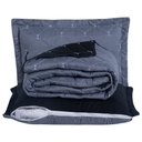 Ver imagem 5 de Kit 7 Pçs Cobre Leito Casal Queen Renove Hipercal 400 Fios Dupla Face Bordado: Cinza e Preto
