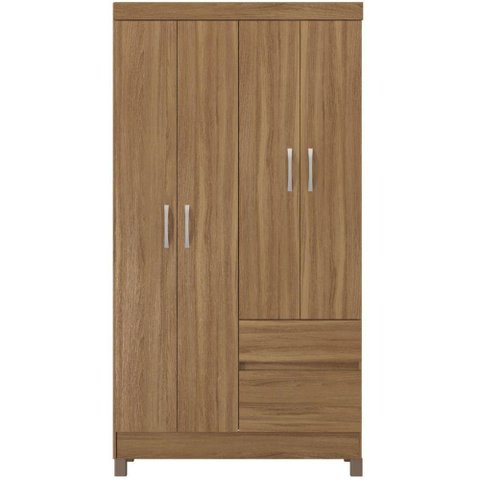 Guarda Roupa Solteiro Flor Amendola Touch 4 Portas 2 Gavetas MDP Amêndoa Demóbile 100cm