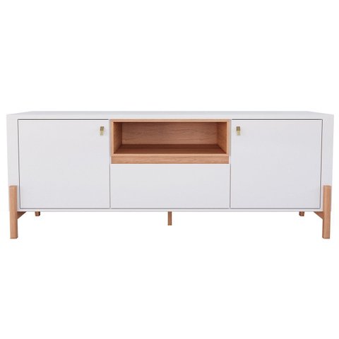 Rack Bancada para Tv de até 70" 2 Portas 1 Gaveta Gleyce Off White/jequitiba