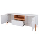 Ver imagem 2 de Rack Bancada para Tv de até 70" 2 Portas 1 Gaveta Gleyce Off White/jequitiba