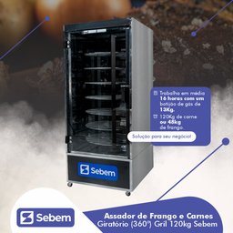 Máquina de Assar Frango e Carnes Grill Giratória 120kg Sebem - 2