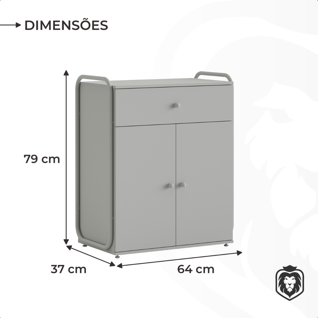 Armário Baixo Auxiliar Office Estilo Industrial 2 Portas Criare Canela - 7