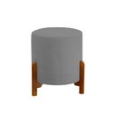 Ver imagem 2 de Kit 2 Puff Thor 3 Pés Base em Madeira Maciça - Veludo Cinza