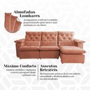 Ver imagem 2 de Sofá Retrátil 2.10m Reclinável em Suede Vibrante Conforto Premium para Sala Moderna Europa Laranja