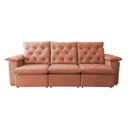 Ver imagem 5 de Sofá Retrátil 2.10m Reclinável em Suede Vibrante Conforto Premium para Sala Moderna Europa Laranja