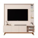 Ver imagem 1 de Home Estante Açaí 1.8 com Led Sala para Tv até 75 com Espelho Off White