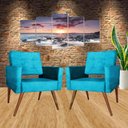 Ver imagem 1 de Kit 2 Cadeira Poltrona Consultório Escritório Recepção Reforçadas Vanessa Turquesa