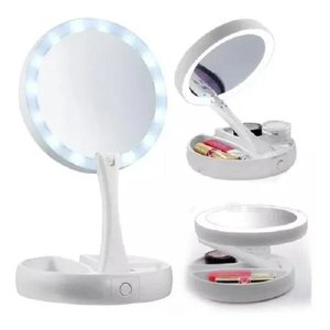 Espelho de Mesa Dupla Face Branco com Led