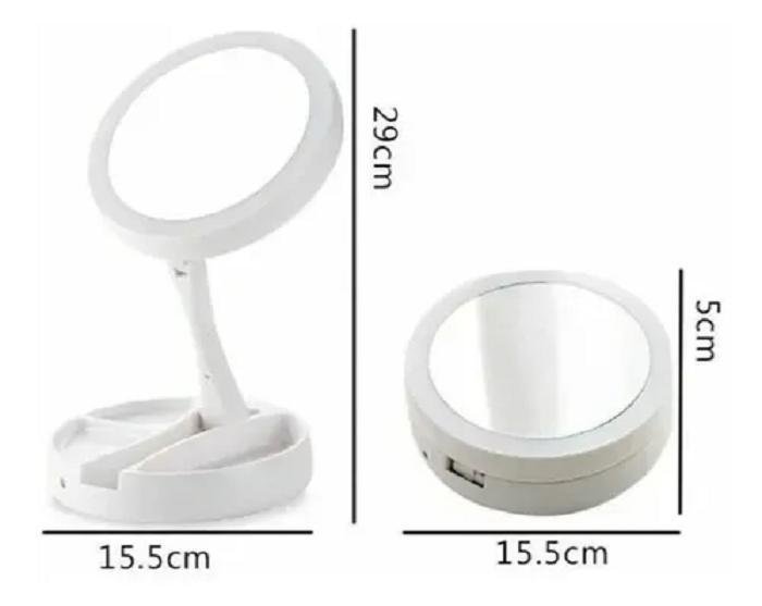 Espelho de Mesa Dupla Face Branco com Led - 3