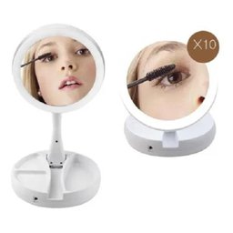Espelho de Mesa Dupla Face Branco com Led - 2