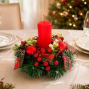 Ver imagem 2 de Arranjo com Vela Centro Mesa Enfeite Natal Decoração Nevado
