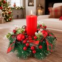 Ver imagem 1 de Arranjo com Vela Centro Mesa Enfeite Natal Decoração Nevado