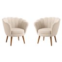 Ver imagem 1 de Kit 2 Poltronas Pétala Veludo Bege Pés Palito - Kimi Design