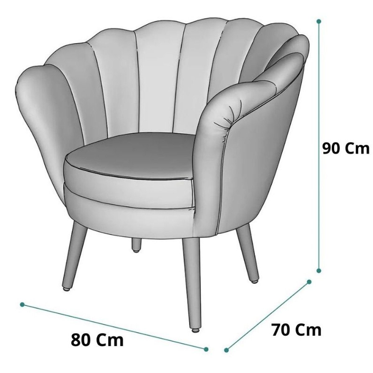 Kit 2 Poltronas Pétala Veludo Bege Pés Palito - Kimi Design - 7