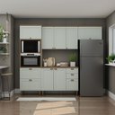 Ver imagem 2 de Cozinha Modulada Cristal 269,7cm Conjunto Provençal Completo Cor:mint com Ébano