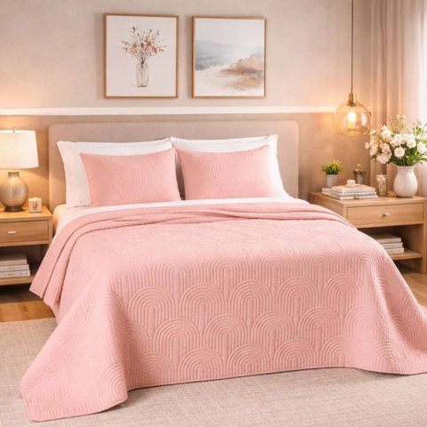 Kit Cobre Leito King Size Aurielle Algodao Bordado 200 Fios:rosa
