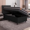 Ver imagem 3 de Cama Box Baú Solteiro Qatar Colchão Inducol Molas MaxForce Pro 88x188x63cm