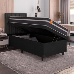 Cama Box Baú Solteiro Qatar Colchão Inducol Molas MaxForce Pro 88x188x63cm - 3