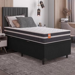 Cama Box Baú Solteiro Qatar Colchão Inducol Molas MaxForce Pro 88x188x63cm - 1