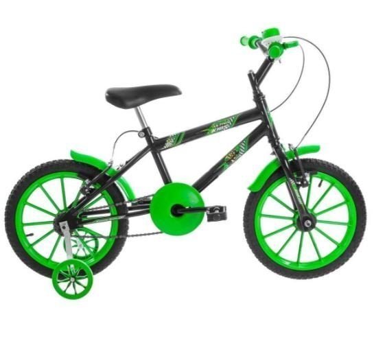 Bicicleta Infantil Aro 16 Preta e Verde Ultra Bikes - 1