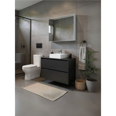 Gabinete para Banheiro com Cuba e Armario 80cm Mdf Grafite Dubai - On Móveis