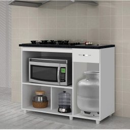 Balcão para Cozinha Cooktop 2 Portas 1 Gaveta 407 Benetil Móveis - 2 Balcão para Cozinha Cooktop 2 Portas 1 Gaveta 407 Benetil Móveis - 2