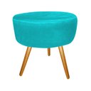 Ver imagem 3 de Kit Poltrona Decorativa Nina Capitonê + Puff Redondo Suede Azul Tifany Pés Madeira Ms Decor
