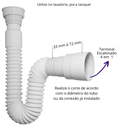 Ver imagem 2 de Sifão Pia Tanque Banheiro Cozinha + Válvula Cromada Abs 7/8 Ralo + Engate Flexível 72cm