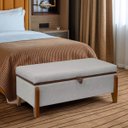 Ver mais imagens de Banqueta Decorativa Puff Baú Organizado Bali 90 Cm Bouclé:cinza Claro