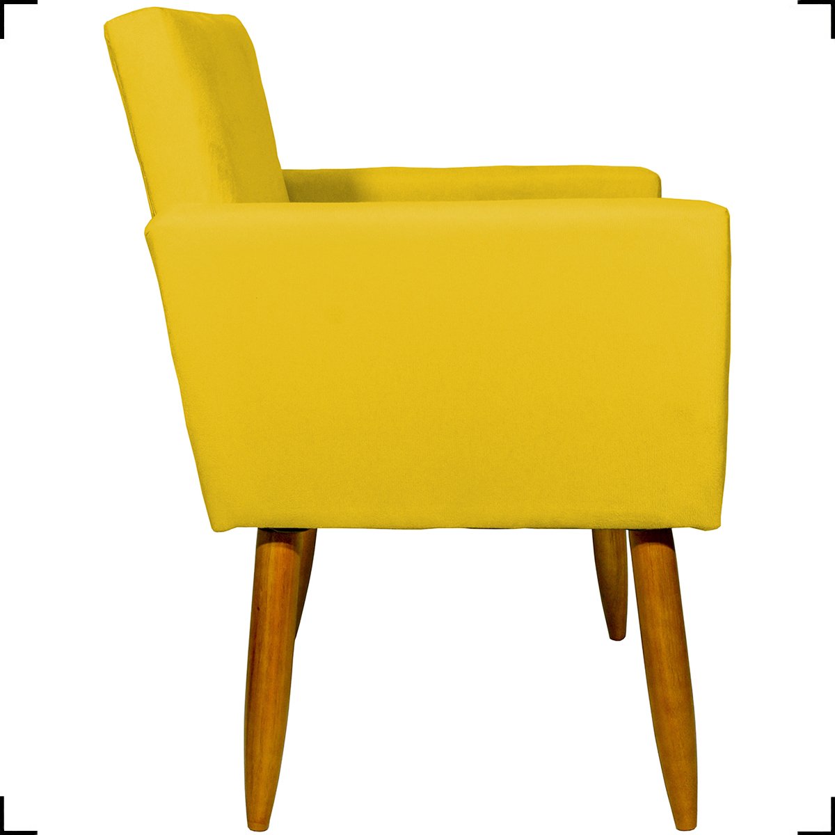 Kit 03 Poltronas Decorativas Para Sala Cadeiras Reforçadas Para Sala De Espera Suede Amarelo - 4