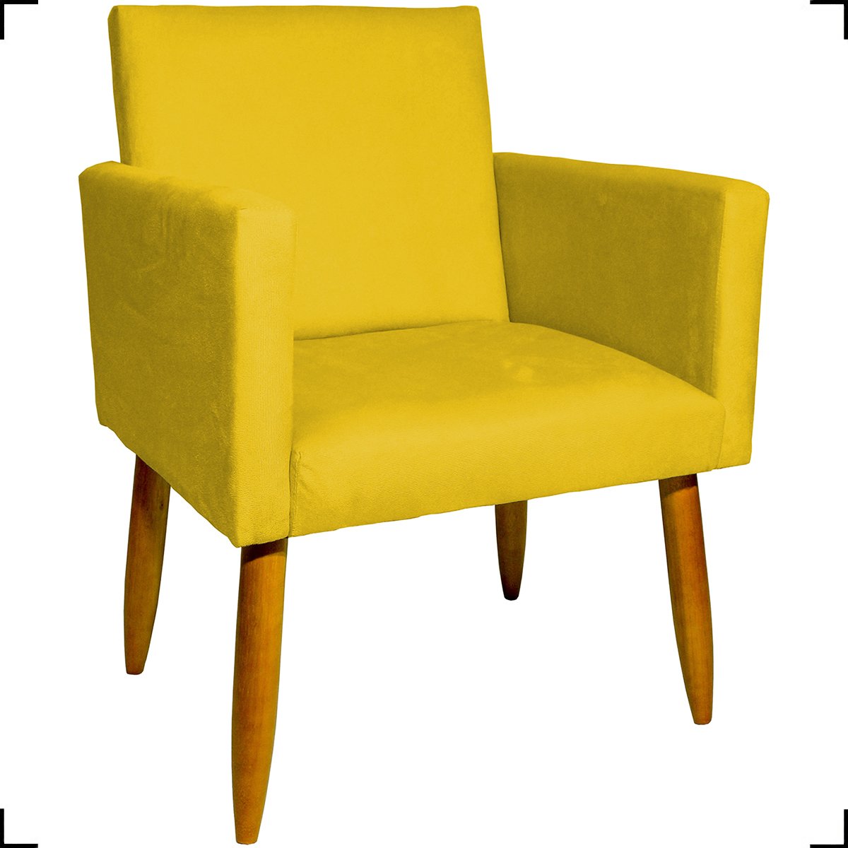 Kit 03 Poltronas Decorativas Para Sala Cadeiras Reforçadas Para Sala De Espera Suede Amarelo - 2