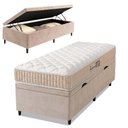 Ver imagem 1 de Cama Box Baú Colchão Solteiro Espuma D33 New Millenium 88x188x60cm Branco / Bege Hellen