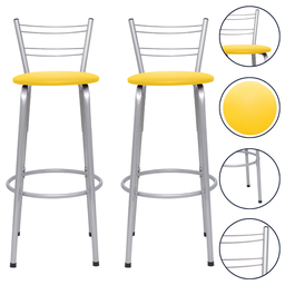 Kit 2 Banquetas para Balcão Flórida Prata Bistrô Ilhas Cozinha Gourmet Bares - 1